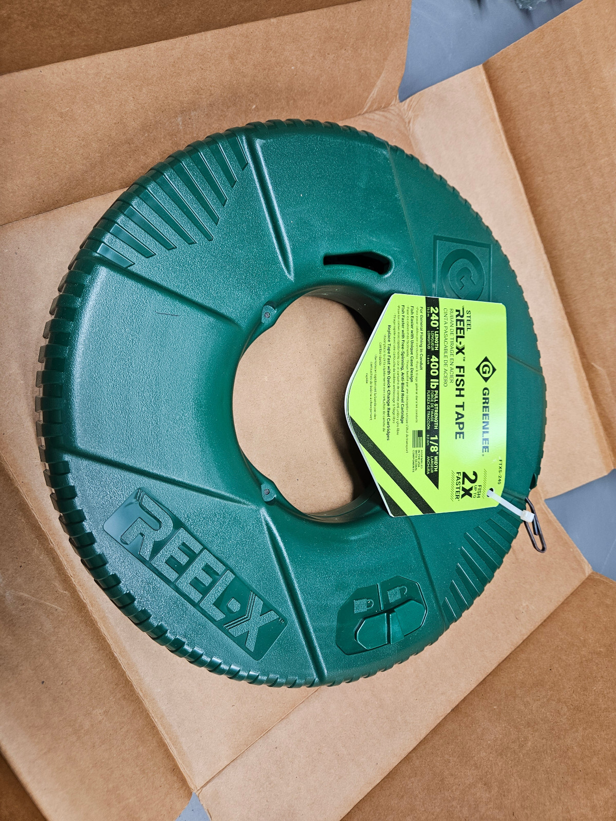 Greenlee FTXS-240 Reel-X Steel Fishtape, 240', Green