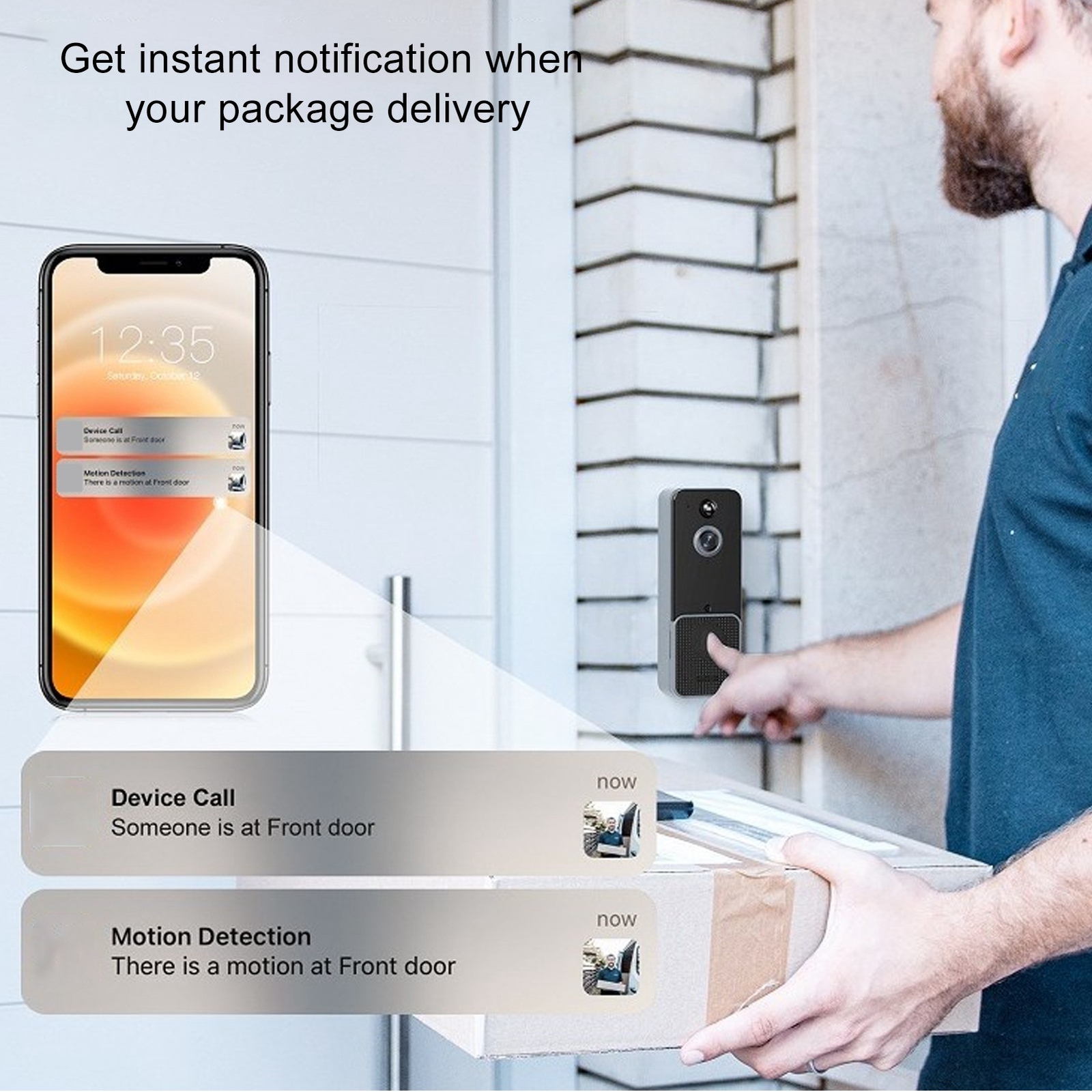 1080P Wireless Doorbell Video Camera With 2.4 5G WIFI PIR Motion Detec Fit