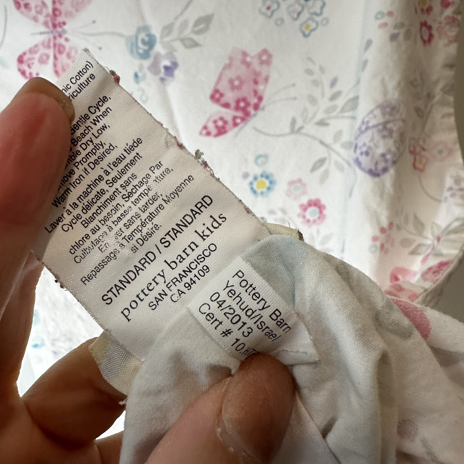 Pottery Barn Kids Girls Butterfly Pattern Cotton Pillowcase