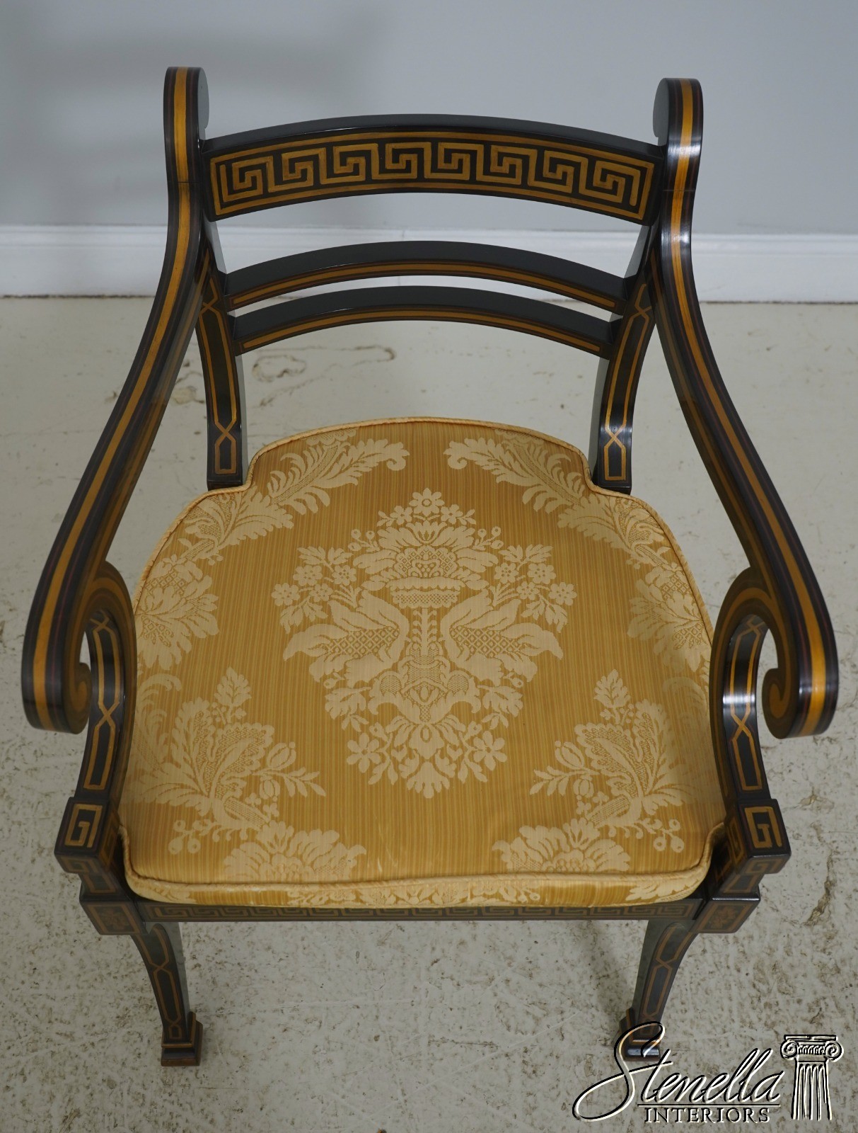 71773: Quality Regency Style Black & Gold Finish Chair