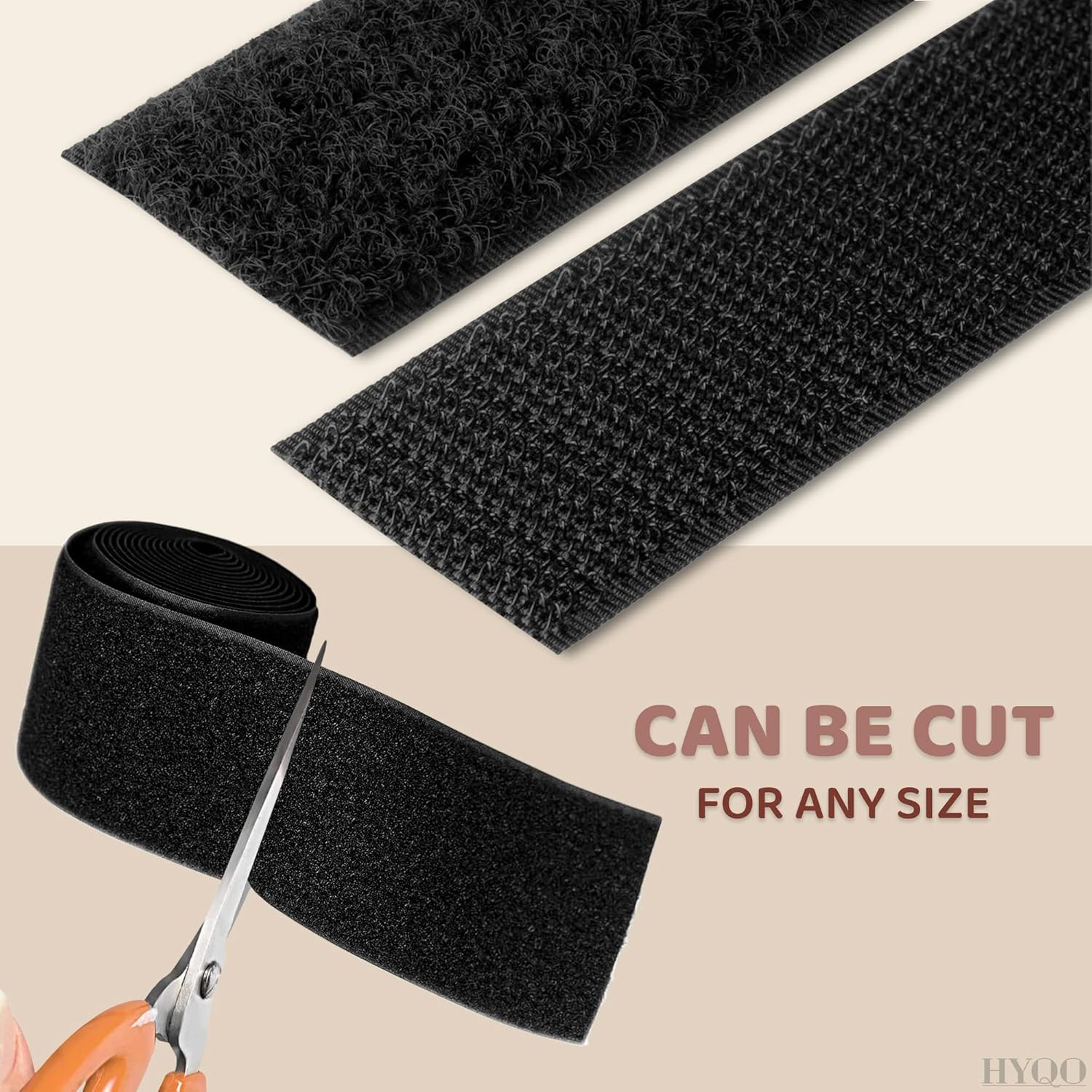 4 Inch Hook and Loop Tape Black (4"X12") – Non Adhesive Strips for Quick & Easy