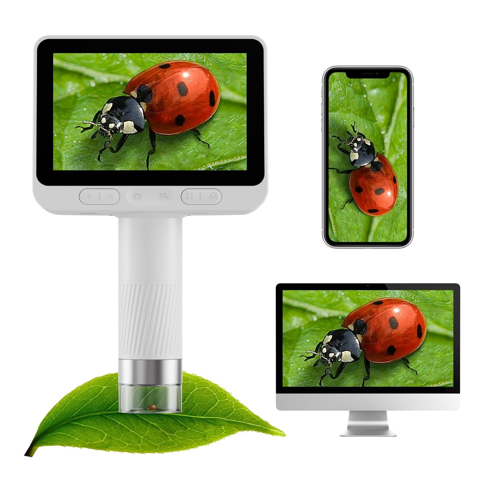 BEAVERLAB Finder 4.0" Microscope for Kids, Handheld Miniscope, Small, White