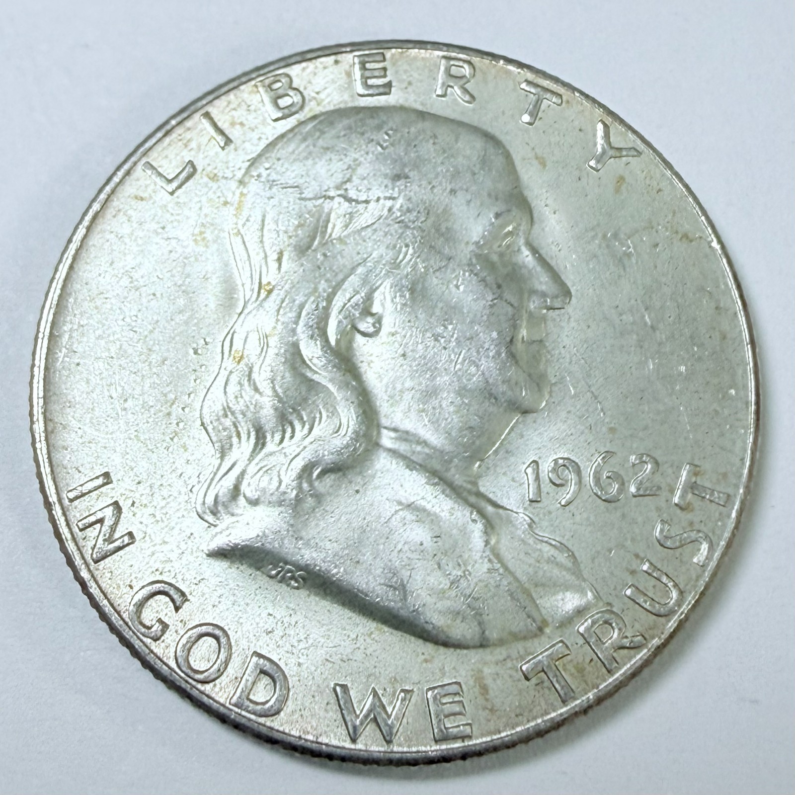 1962-D Benjamin Franklin Half Dollar 90% Silver ABOUT UNCIRCULATE DETAILS #10250