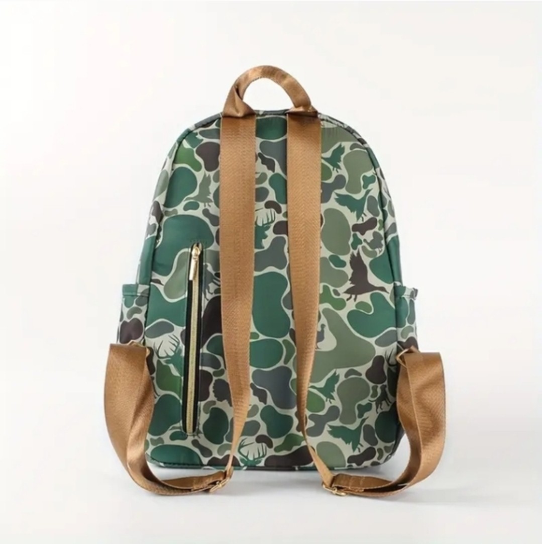 Camo Backpack with Deer Turkey Ducks Labrador Hunting