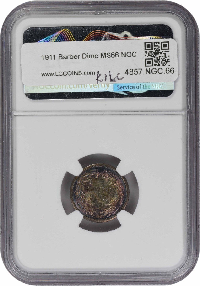 1911 Barber Silver Dime MS66 NGC