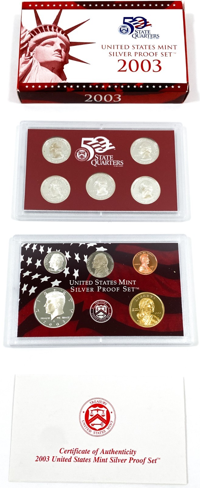 2003-S United States Mint 90% Silver Proof 10 Coin Set In OGP w/ COA COMPLETE!