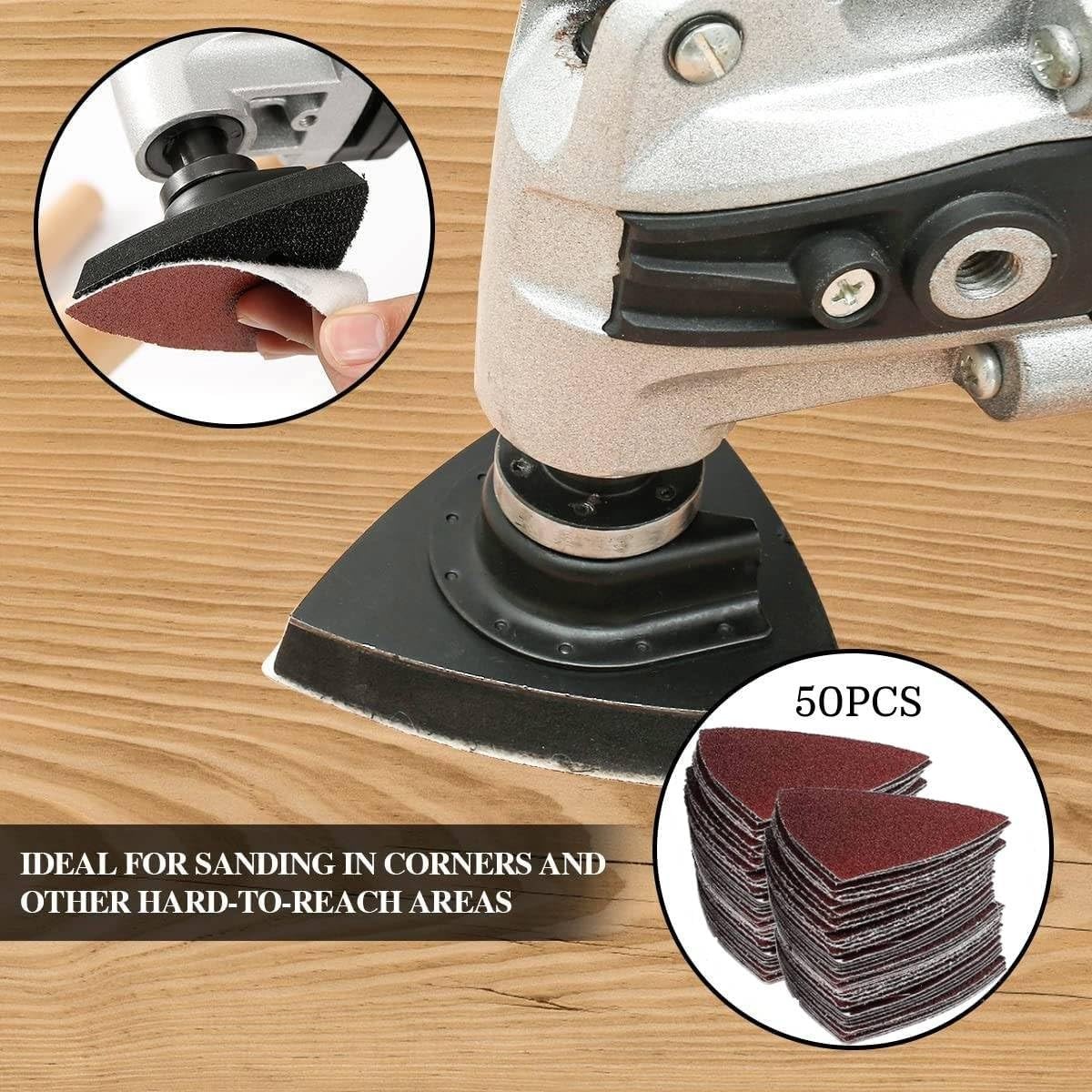 104Pcs Oscillating Multitool Sanding Pads Quick Release Sand 80mmx80mmx80mm