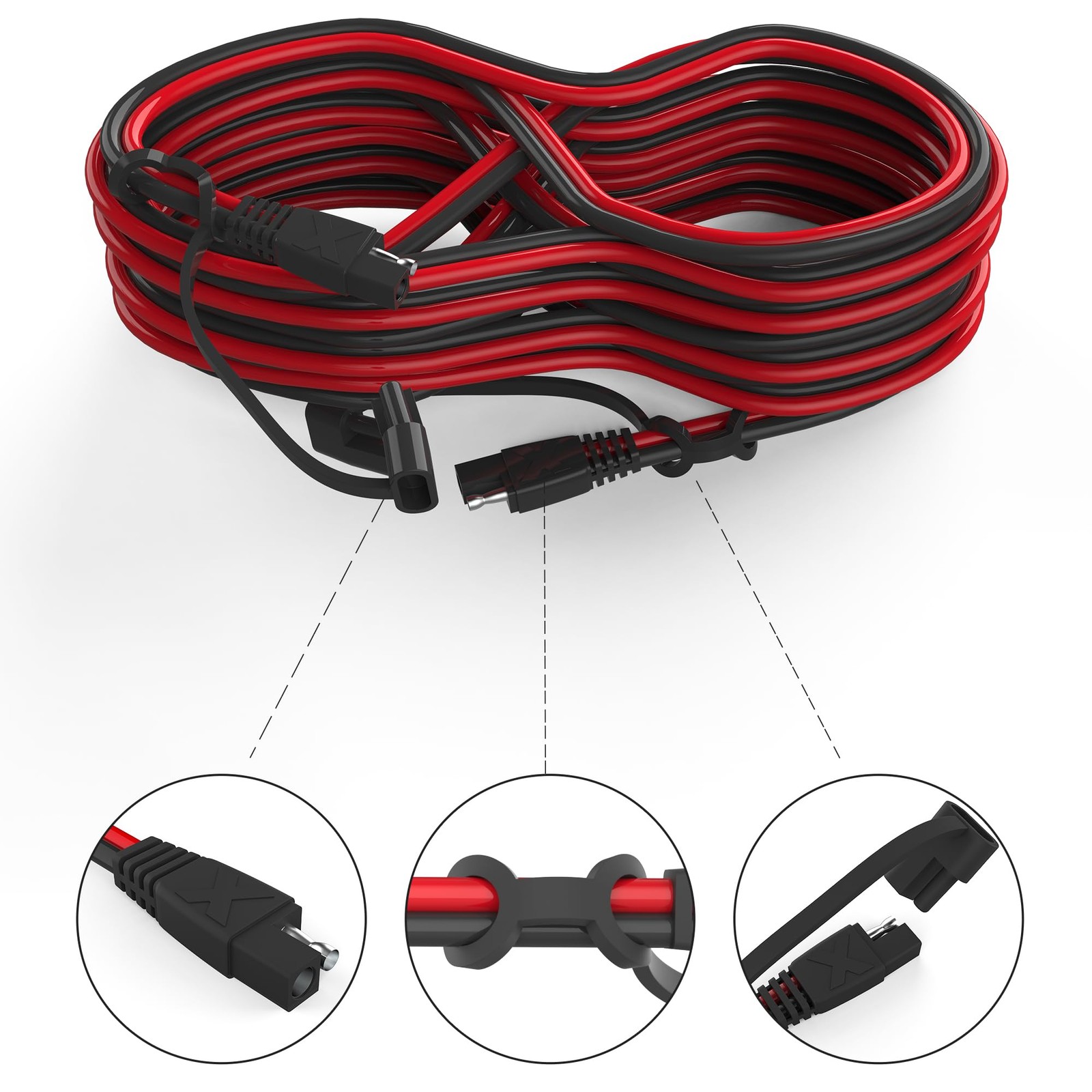 25Feet SAE Extension Cable Quick Disconnect Connector 16AWG for Automotive, S...