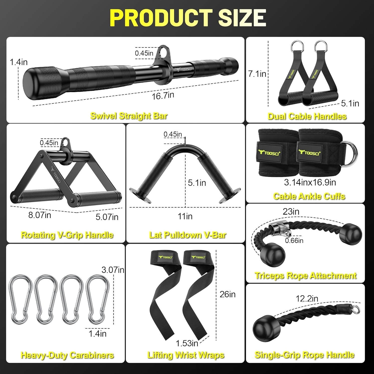 Cable Attachments for Gym, LAT Pulldown & Cable Machine Attachment Set: V-Shaped