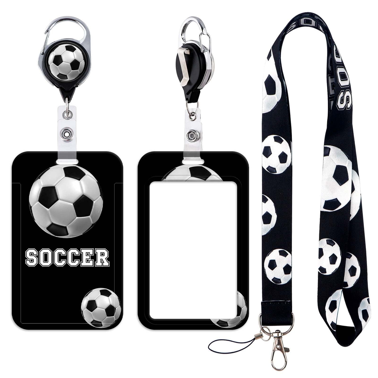 Soccer Lanyard with ID Badge Holder Sports Neck Strap Lanyard for Keys with R...