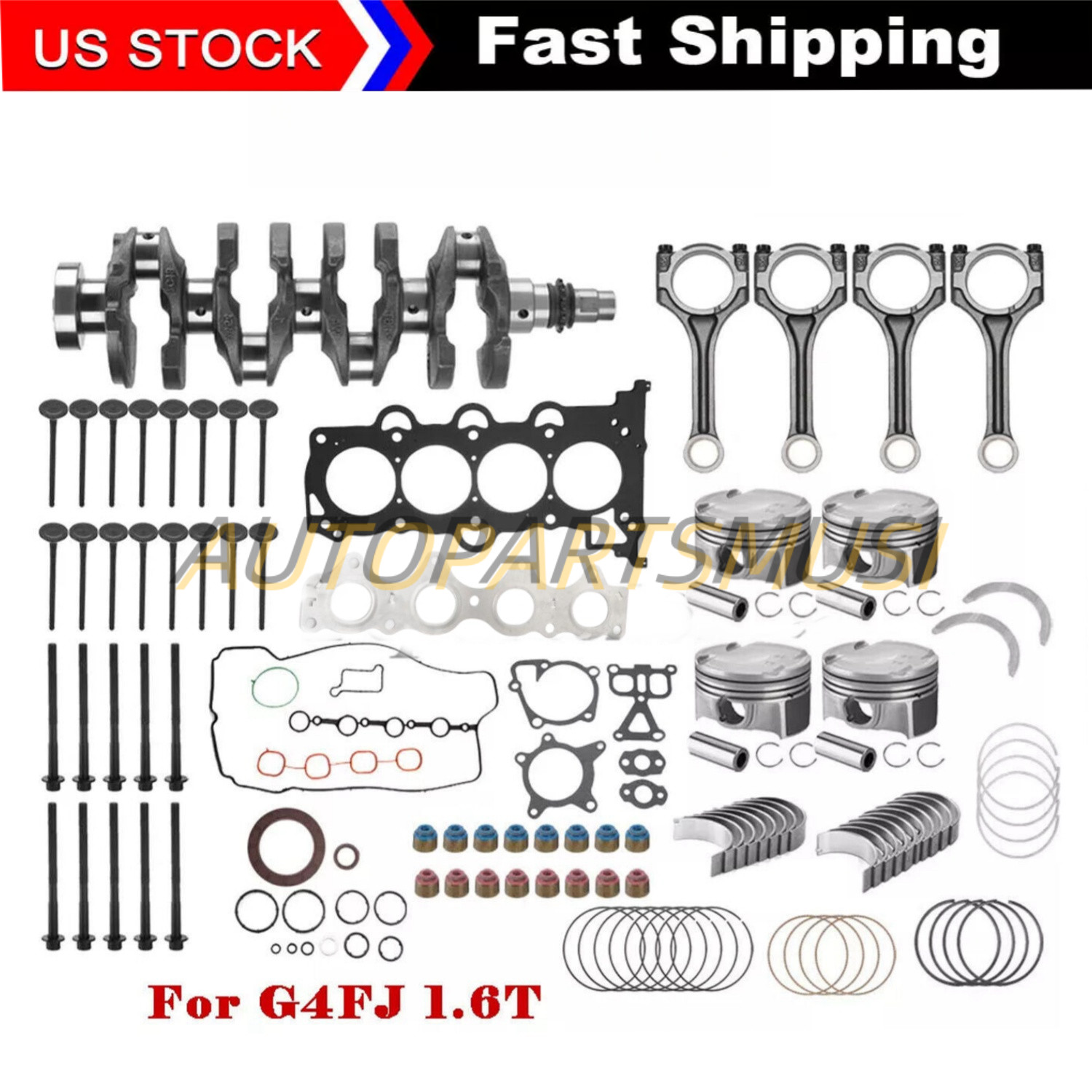 G4FJ 1.6L Turbo Engine Overhaul Rebuild Kits - Crankshaft / Rods For Hyundai KIA