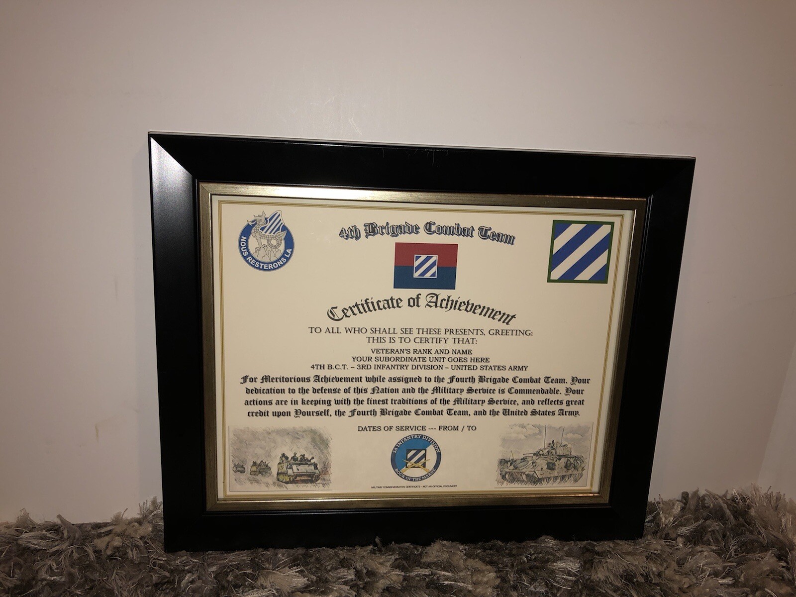 4TH B.C.T. / 3RD INFANTRY DIVISION (COMMEMORATIVE CERTIFICATE)