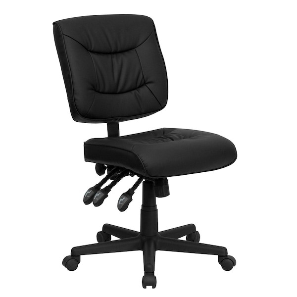 Flash Furniture Go-1574-Bk-Gg Leather Task Chair, 22 1/4-, No Arm, Back, Seat,
