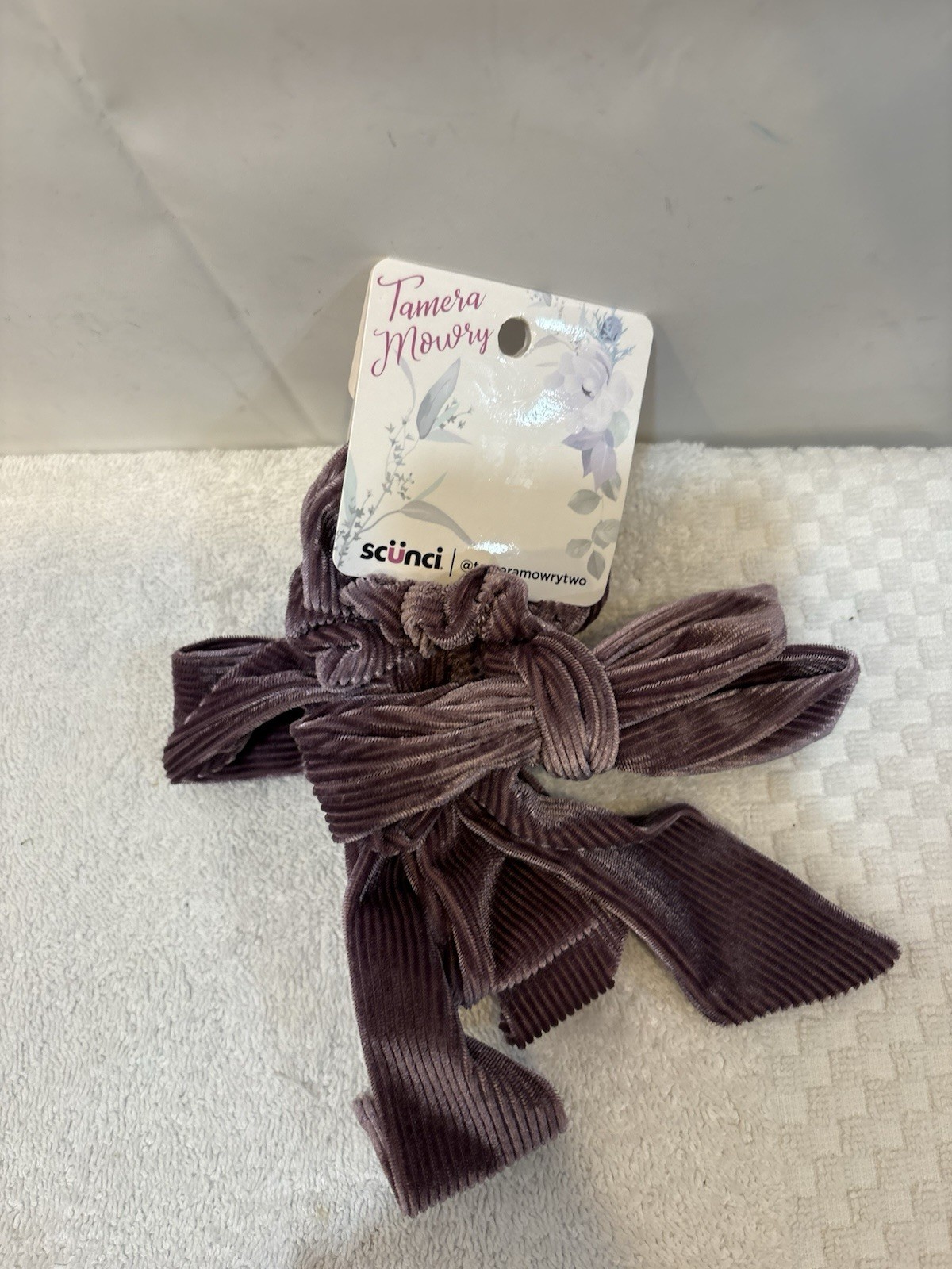 Scunci Bowtie Scrunchie 2 Pack Purple Corduroy Hair Accessories Tamera Mowry