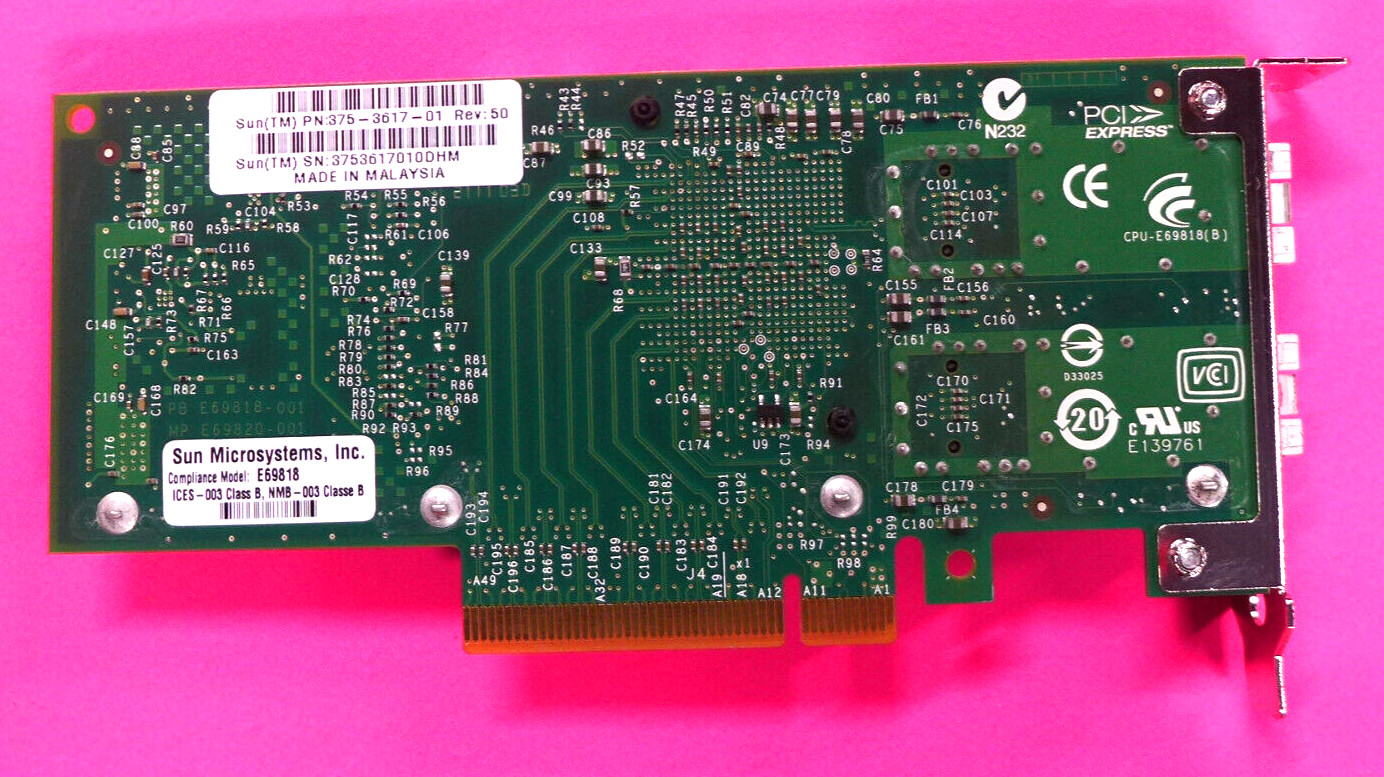 Genuine Sun Microststems E69818 10Gpbs Dual Port Network Adapter E70856-007