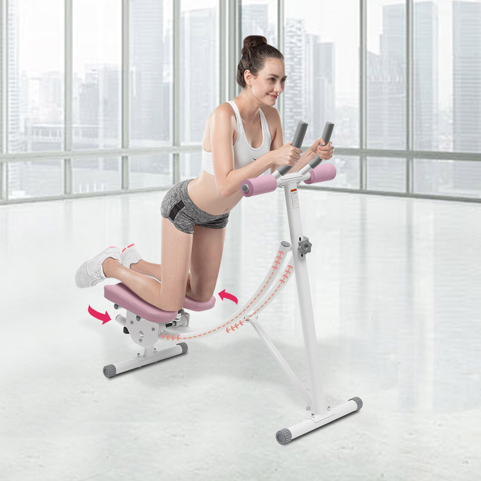 Ab Machine Coaster Abdominal Crunch Trainer for Home Gym Bench Workout Equipment