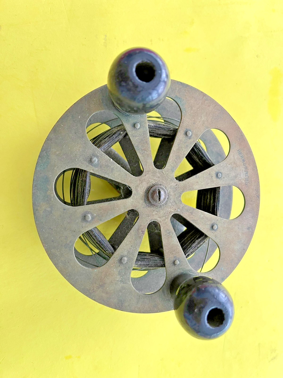Vintage HERMOS REEL Brass Skeleton Trolling Trade Reel all brass
