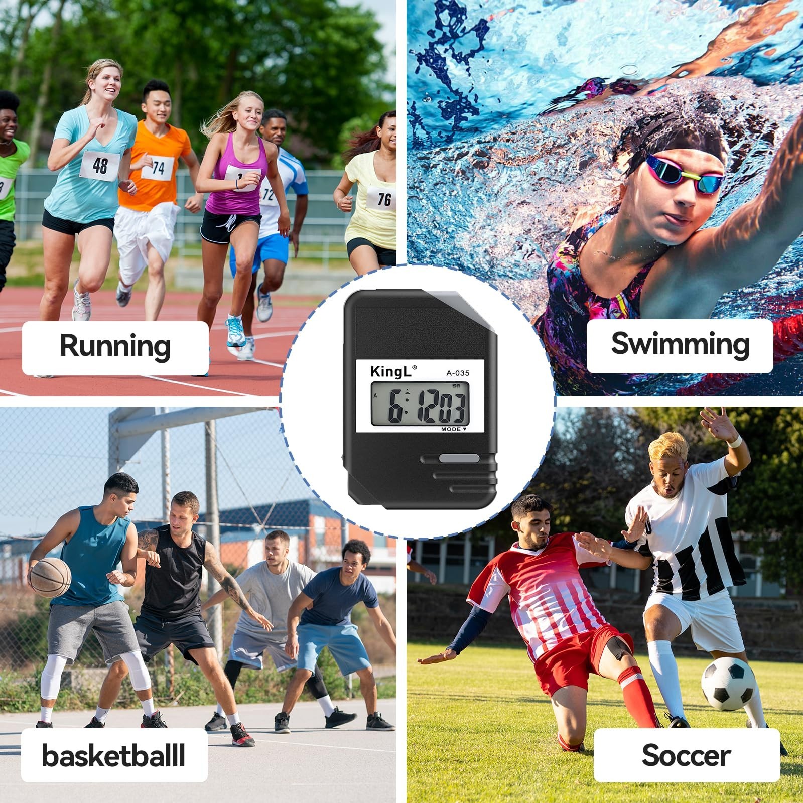 2 Pack Digital Stopwatch Timer with Large Display,Lap Split Mode, Waterproof ...