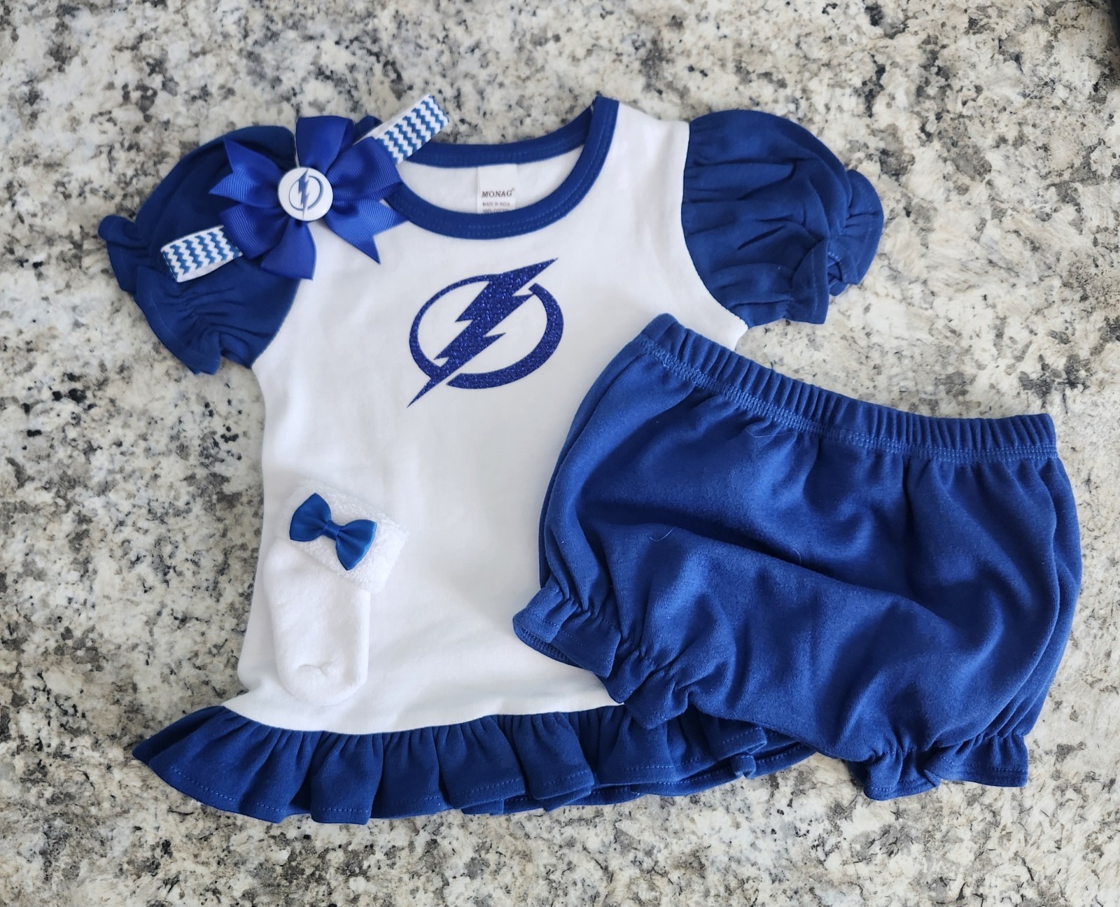 Lightning infant/baby girl outfit Tampa bay hockey baby gift girl Lightning baby