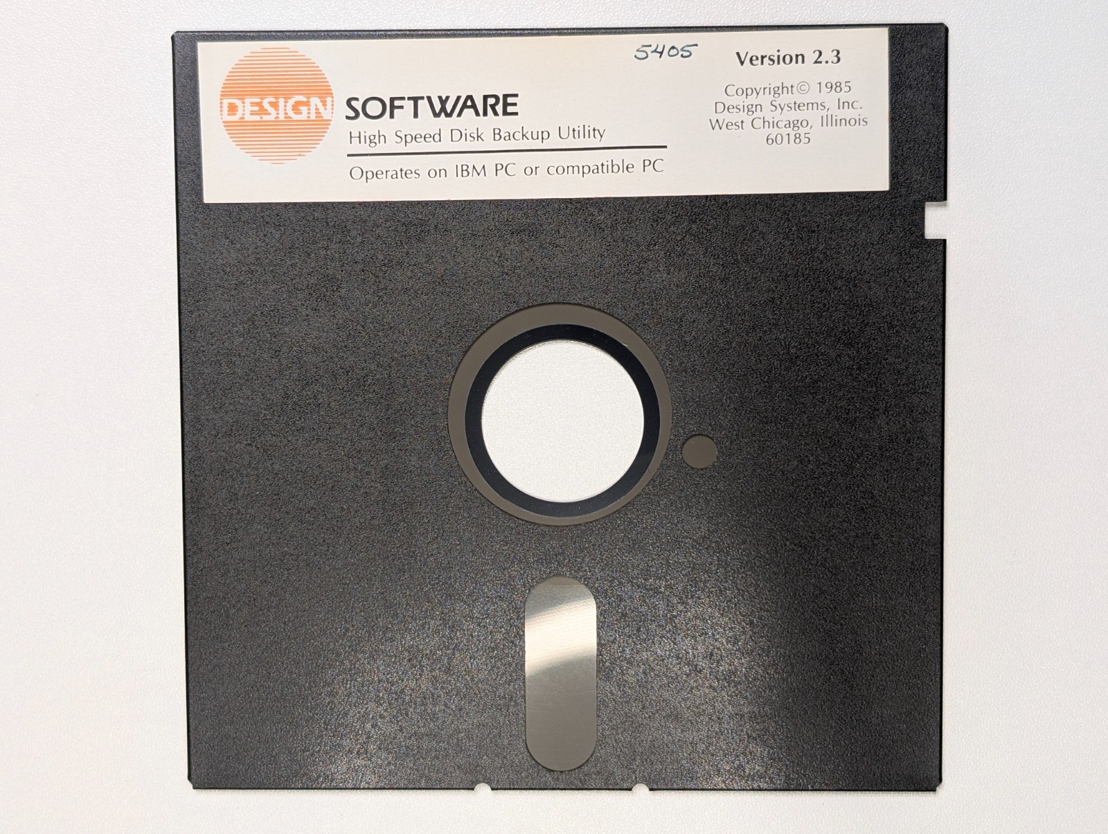 Design Software High Speed Disk Backup Utility - Vintage 1985 IBM PC 5.25" Disk