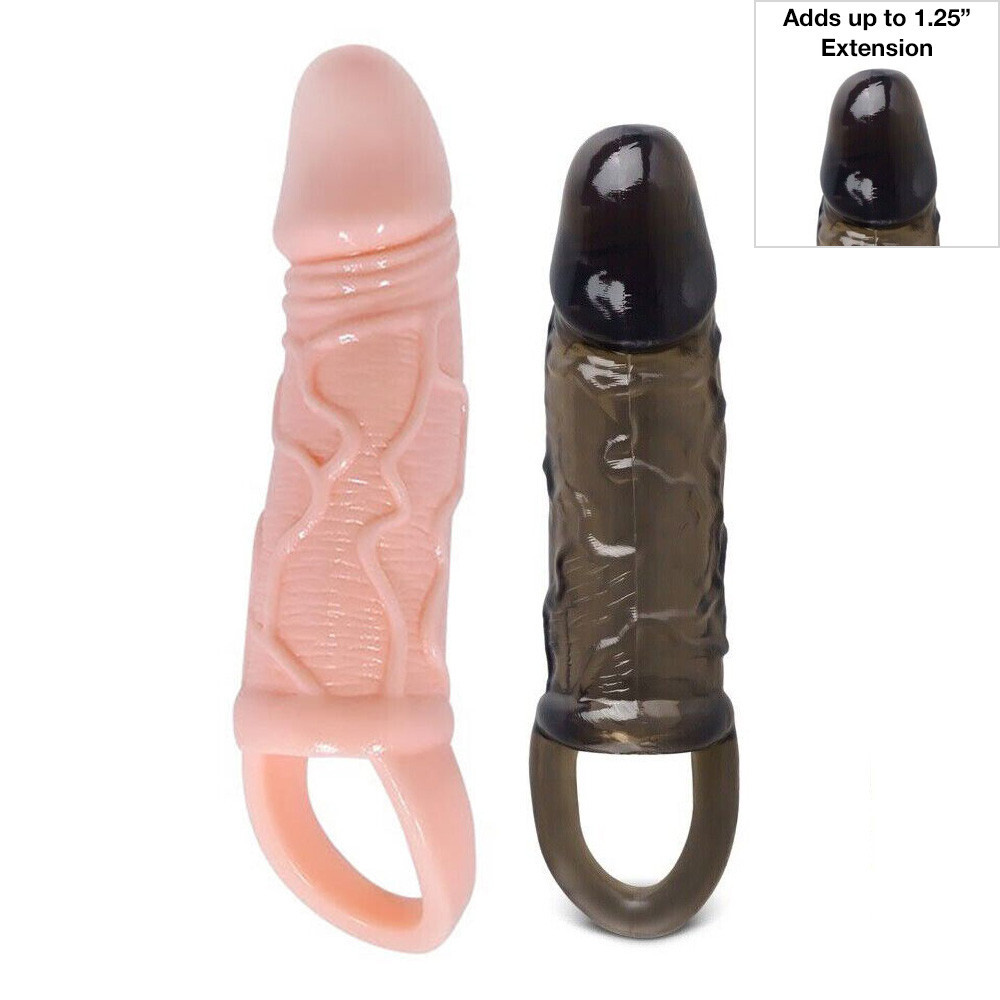 Penis Sleeve Extender Enlarger Reusable Condom Realistic adds 1" Extension