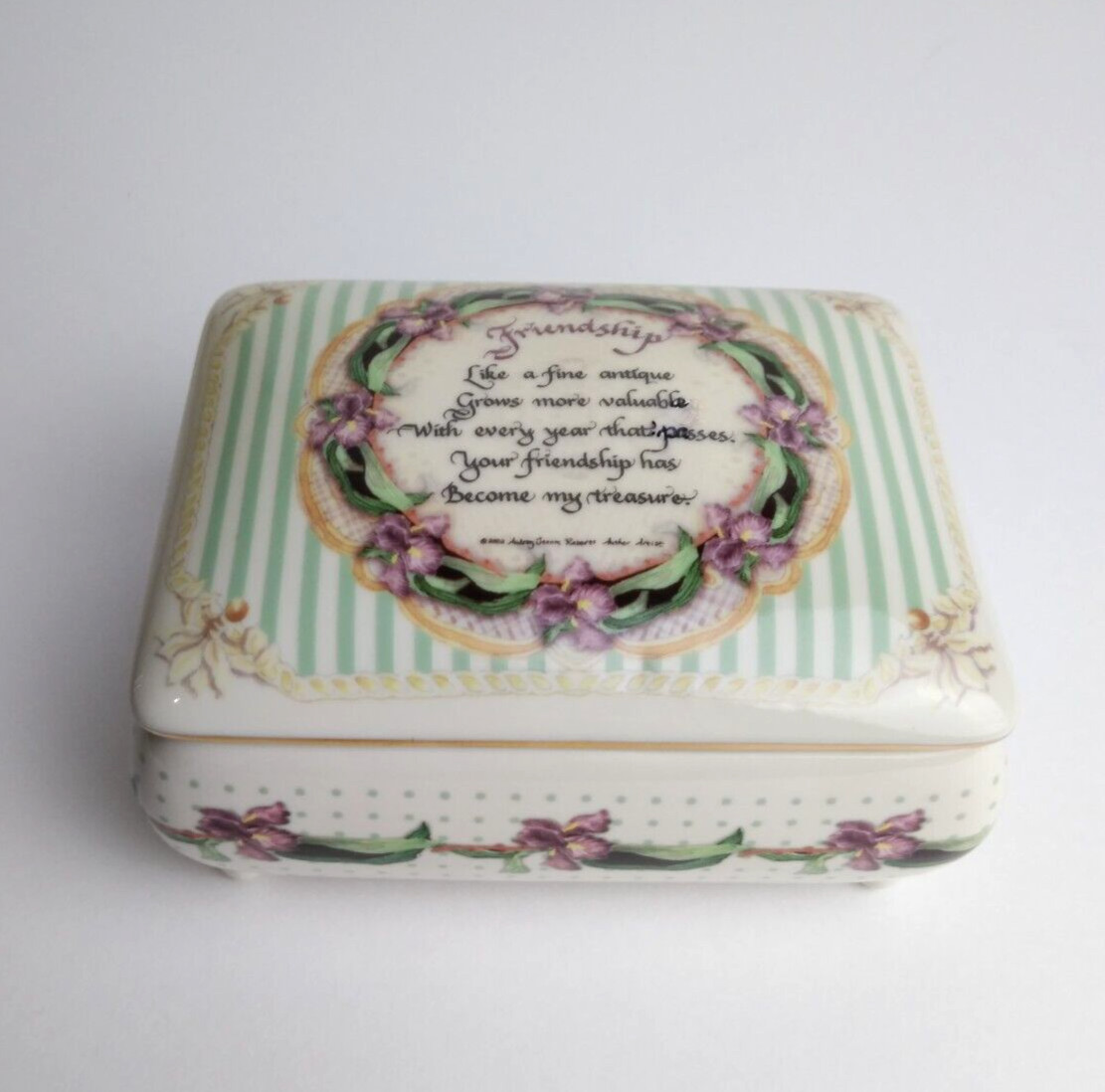 Audrey Jeannes Expressions Friendship Footed Trinket Box 2002