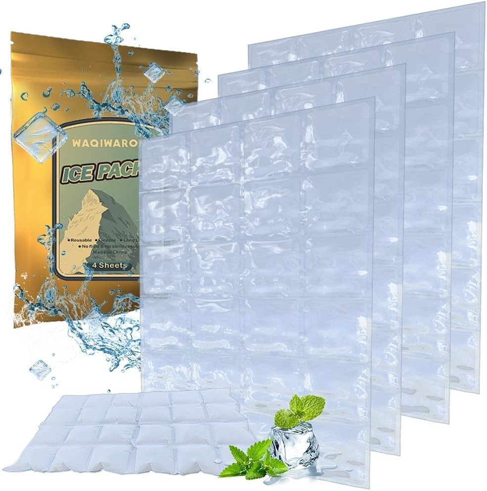 Ice Sheets for Coolers Reusable - Ice Pack Sheets - Ice Mat with Flexible 96 Ice