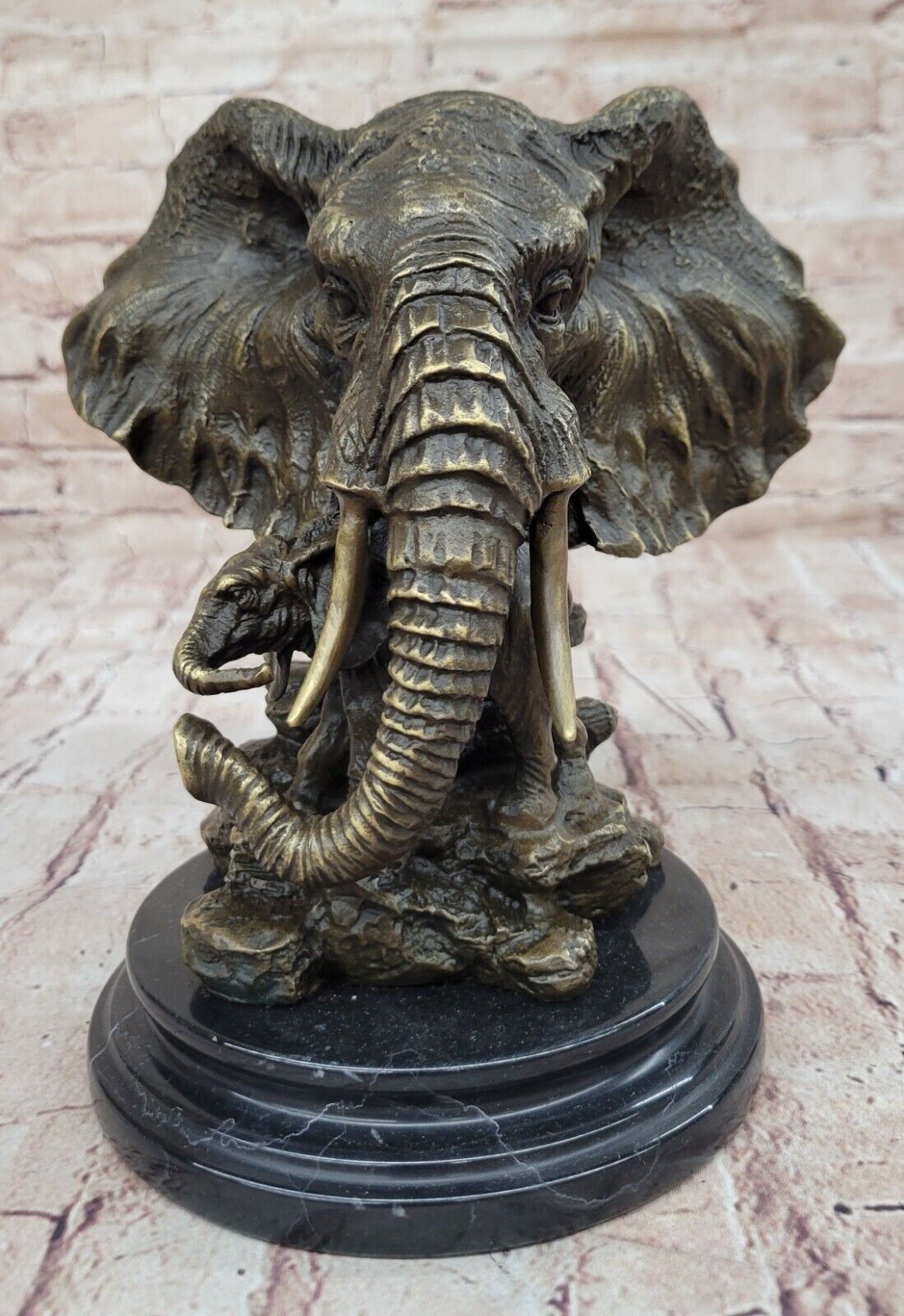 Museum Quality bronze Elephant Bust Statue Animal Art Hot Cast Figurine Figure