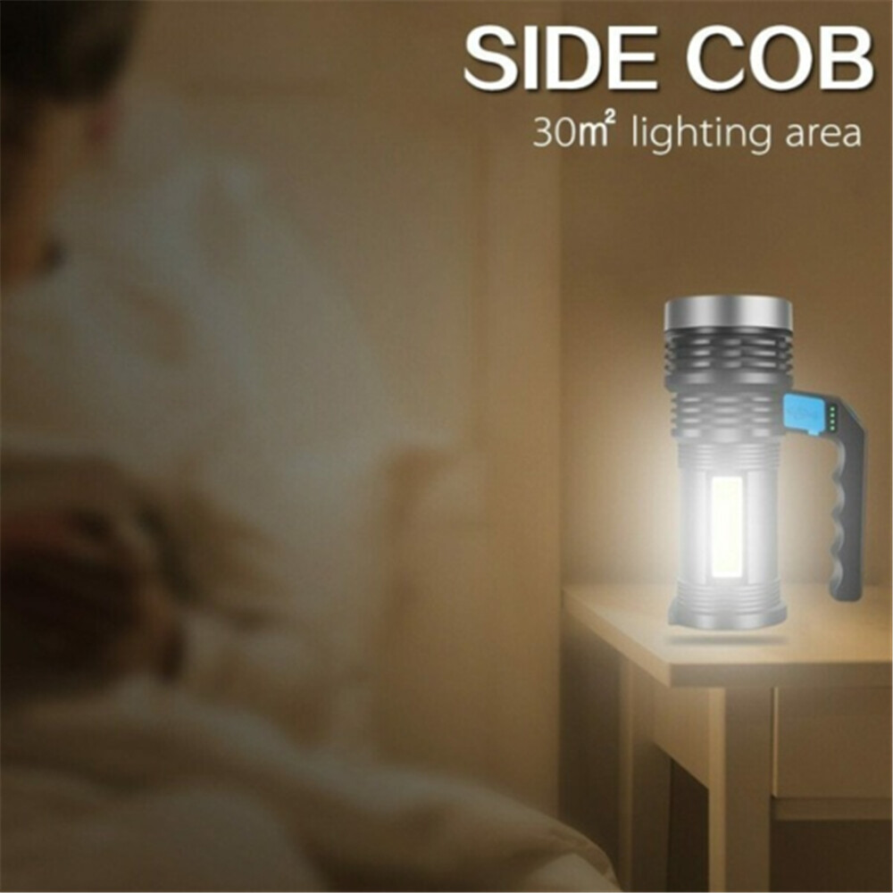 High Powered Ultra Bright LED Torch Rechargeable Security Flashlight Side Light