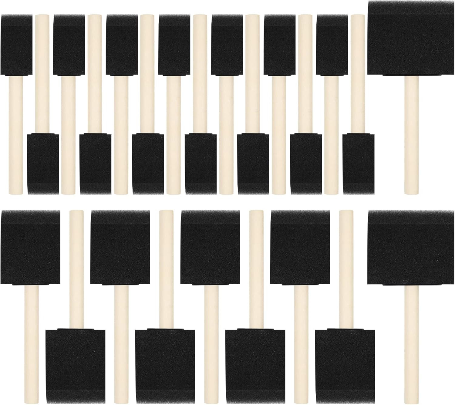 24 Pcs Foam Paint Brushes, Wood Handle Sponge Brushes for Painting, Staining, Va