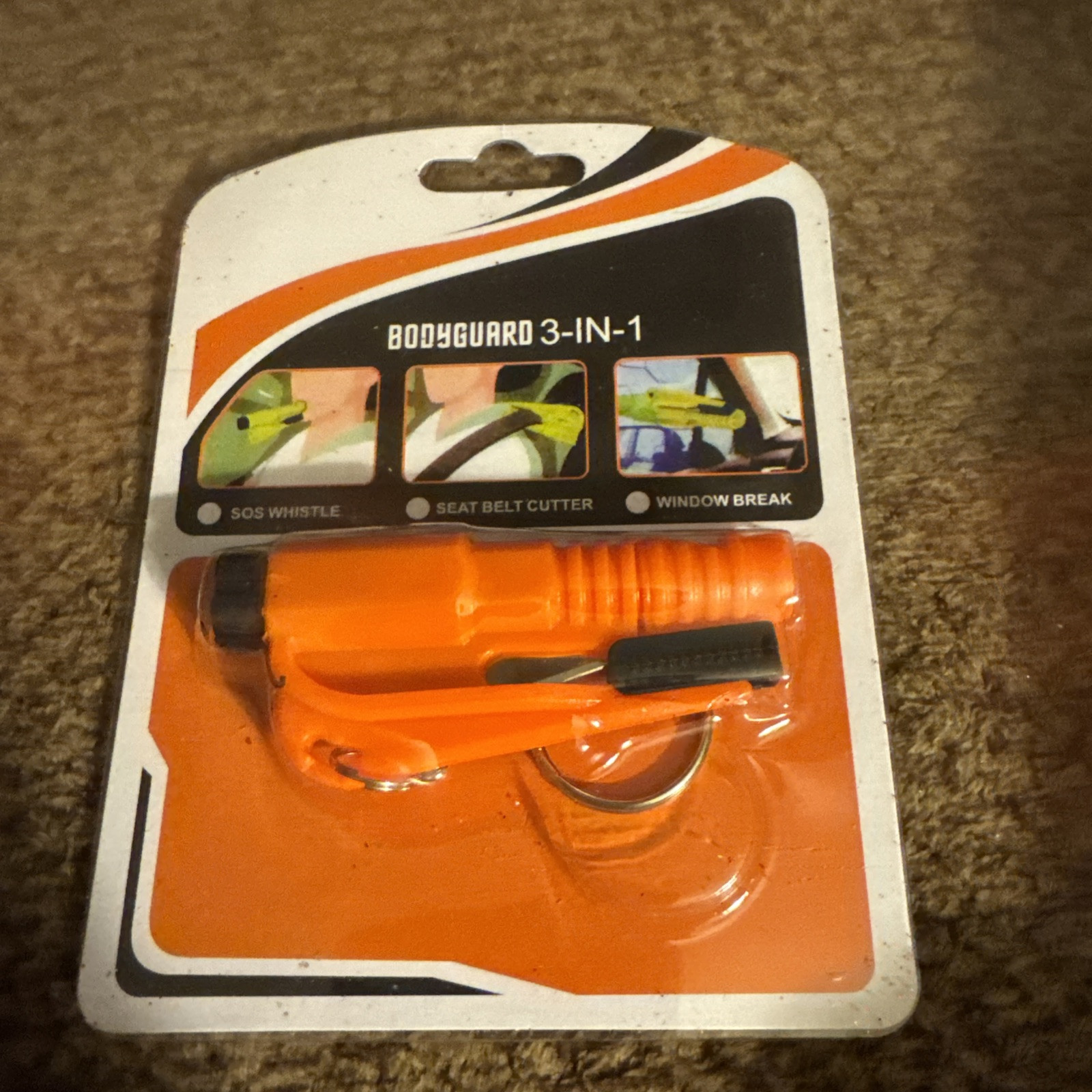 Seatbelt Cutter, Whistle, Window breaker, 3 In 1 Bodyguard KEYCHAIN 6-pack