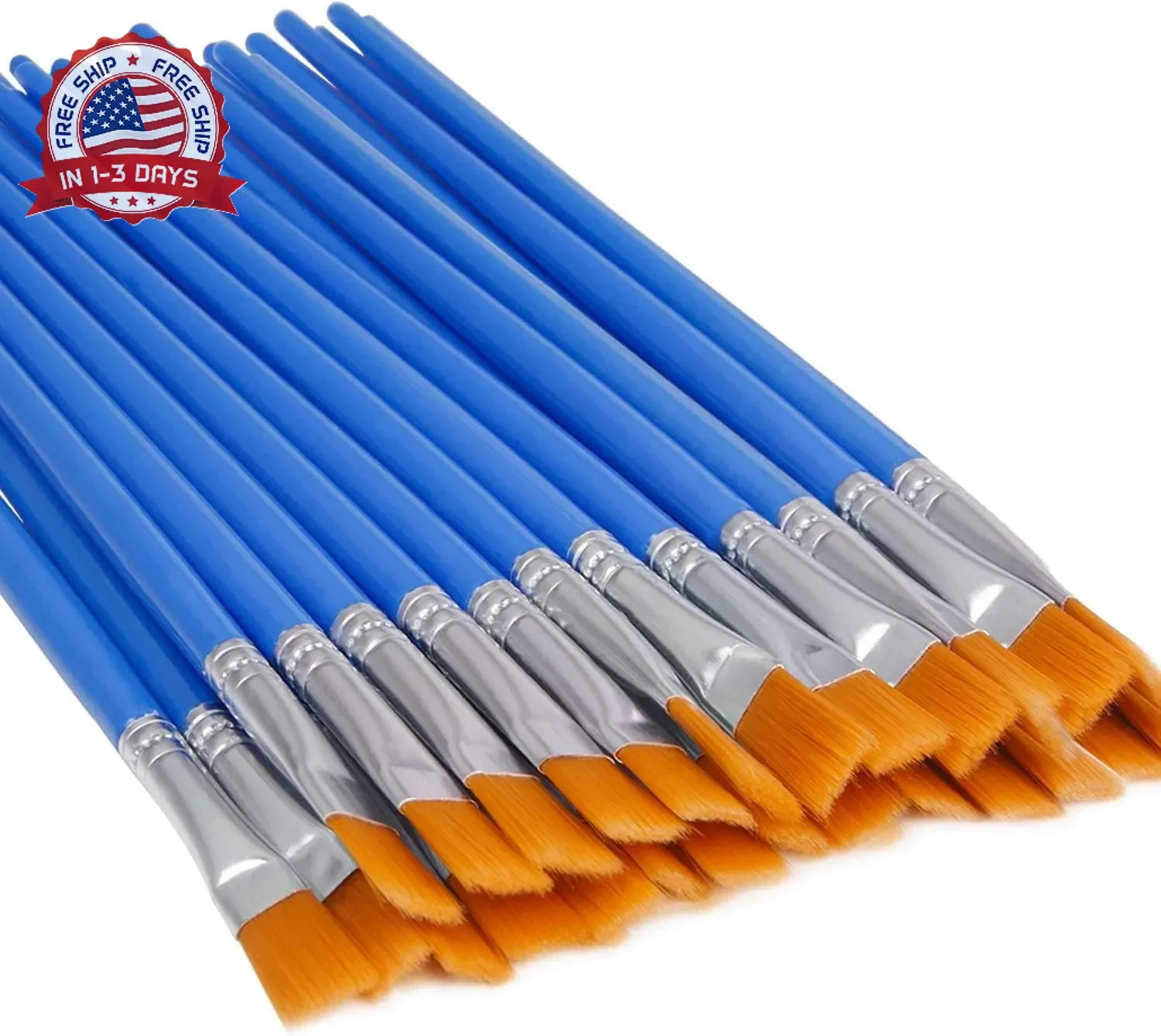 UPINS 30 Pcs Flat Paint Brushes, Small Brush Bulk for Detail Painting | Nylon Br