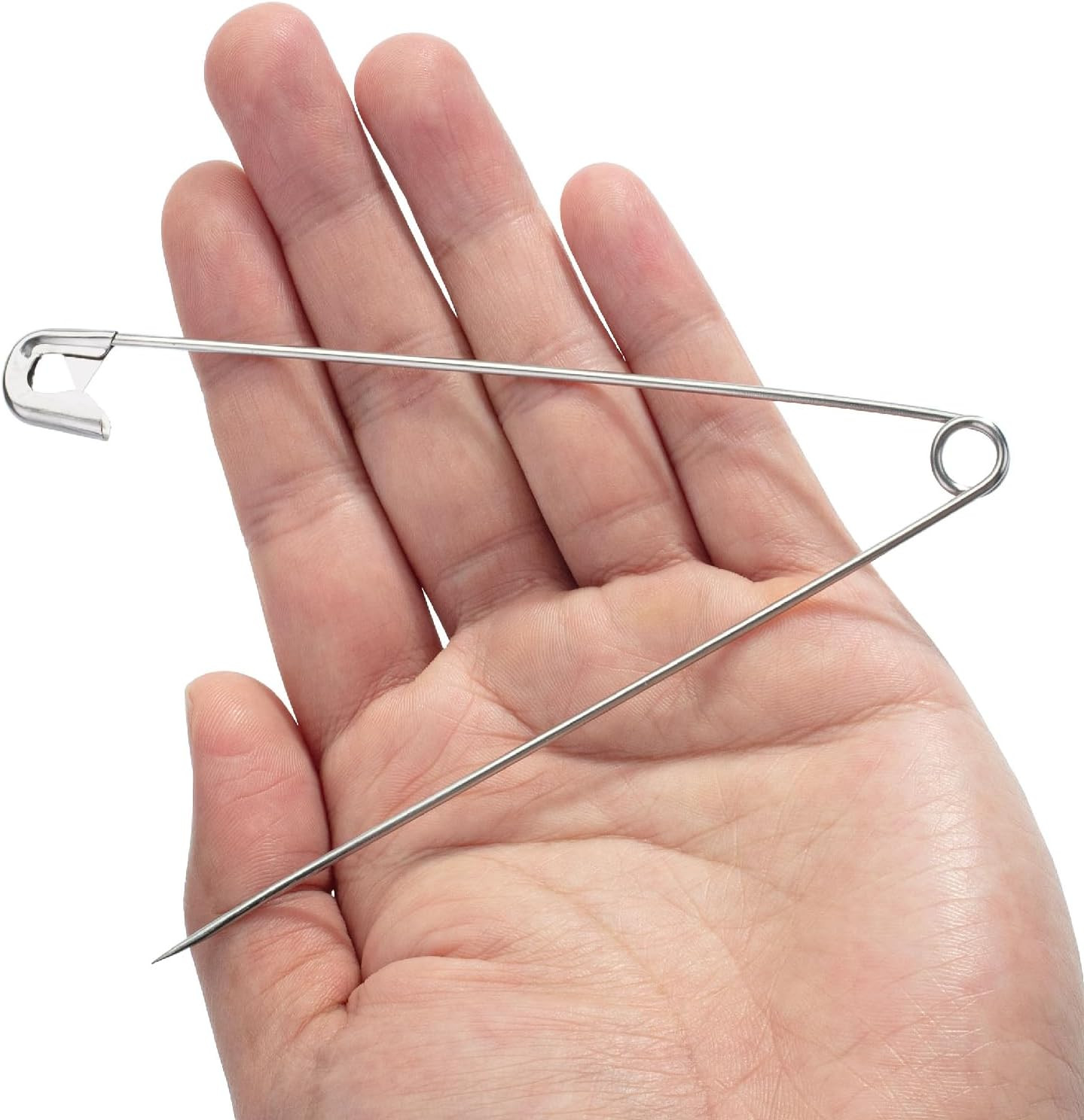 - 5 Inch Safety Pins, 5 Pack, Silver, Extra Large Heavy Duty, Giant, Oversized f