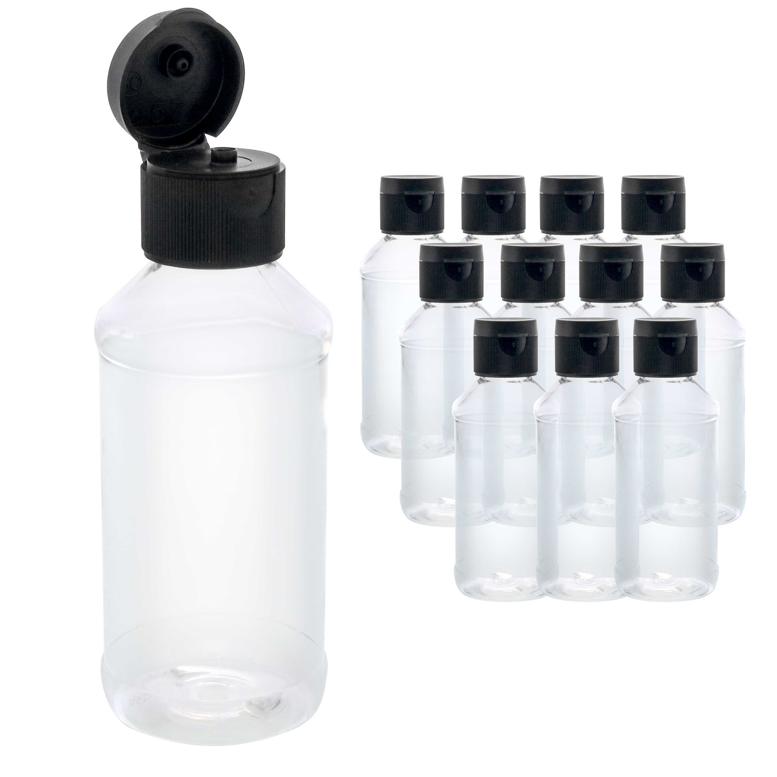 12 Pack of 8oz Squeeze PET Plastic Bottles with Flip Cap BPA-free, Pour Paint