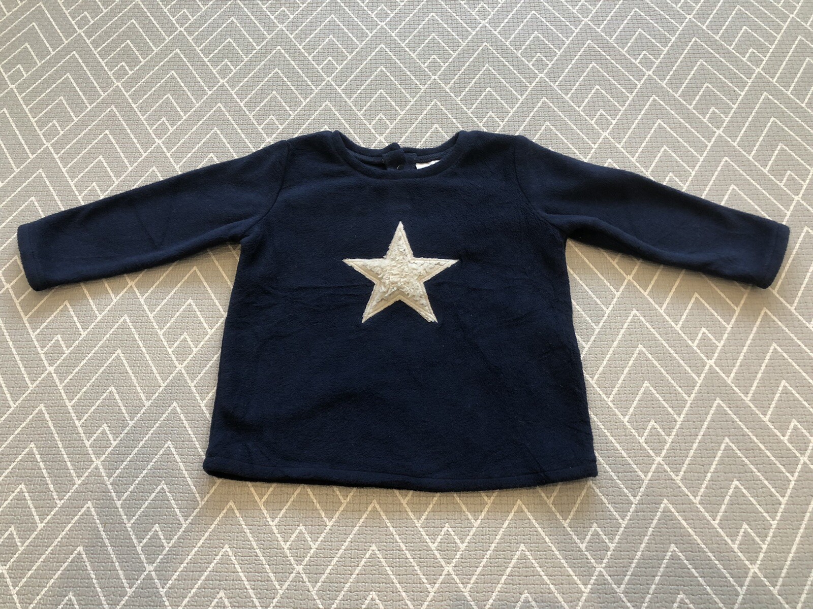 Next Blue ‘Velvet’ Type Top Eith Beige Star - 6-9 Months