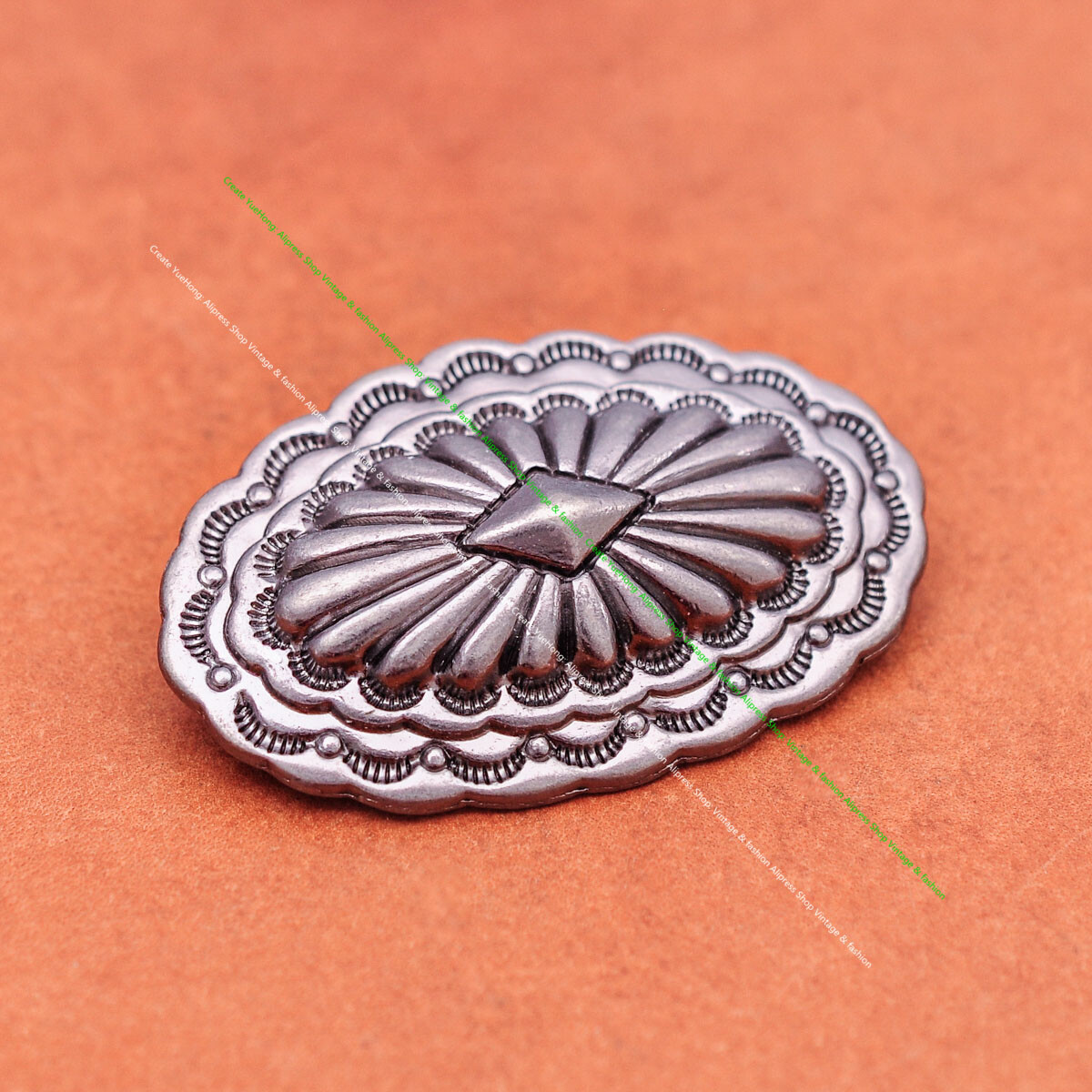 6X Silver Southeast Traditional Ethnic Floral Leathercraft Belt Concho Screwback