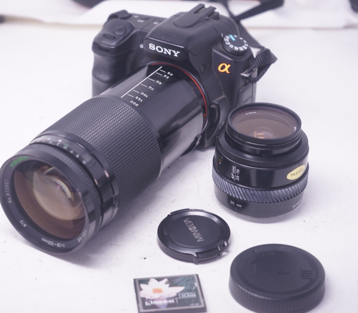Sony Alpha A200 10.2MP Digital SLR Camera Black w/ 35-70mm & 28-200mm Lenses