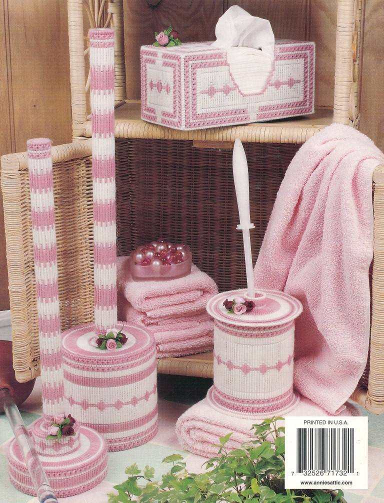 NEW PLASTIC CANVAS ROSEBUD BATH SET 8 WONDERFUL DESIGNS