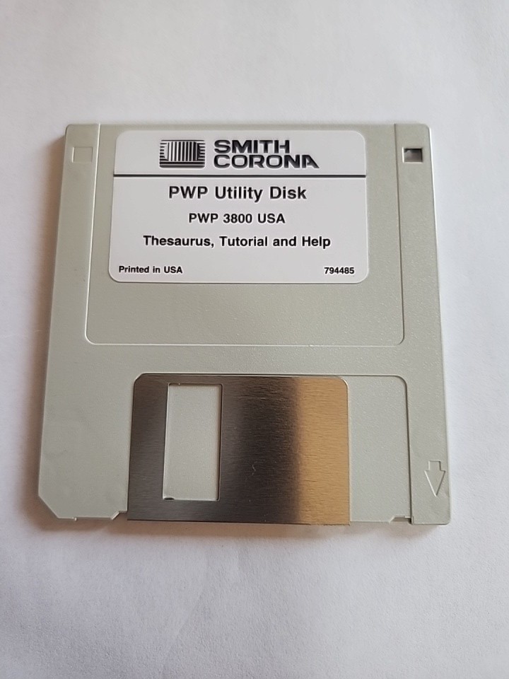 Smith Corona DataDisk Tutorial Help PWP 3800 UTILITY Disk U.S. English S61838