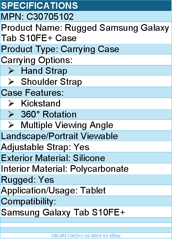 Codi C30705102 Rugged Carrying Case Samsung Galaxy Tab S10 FE+ Tablet