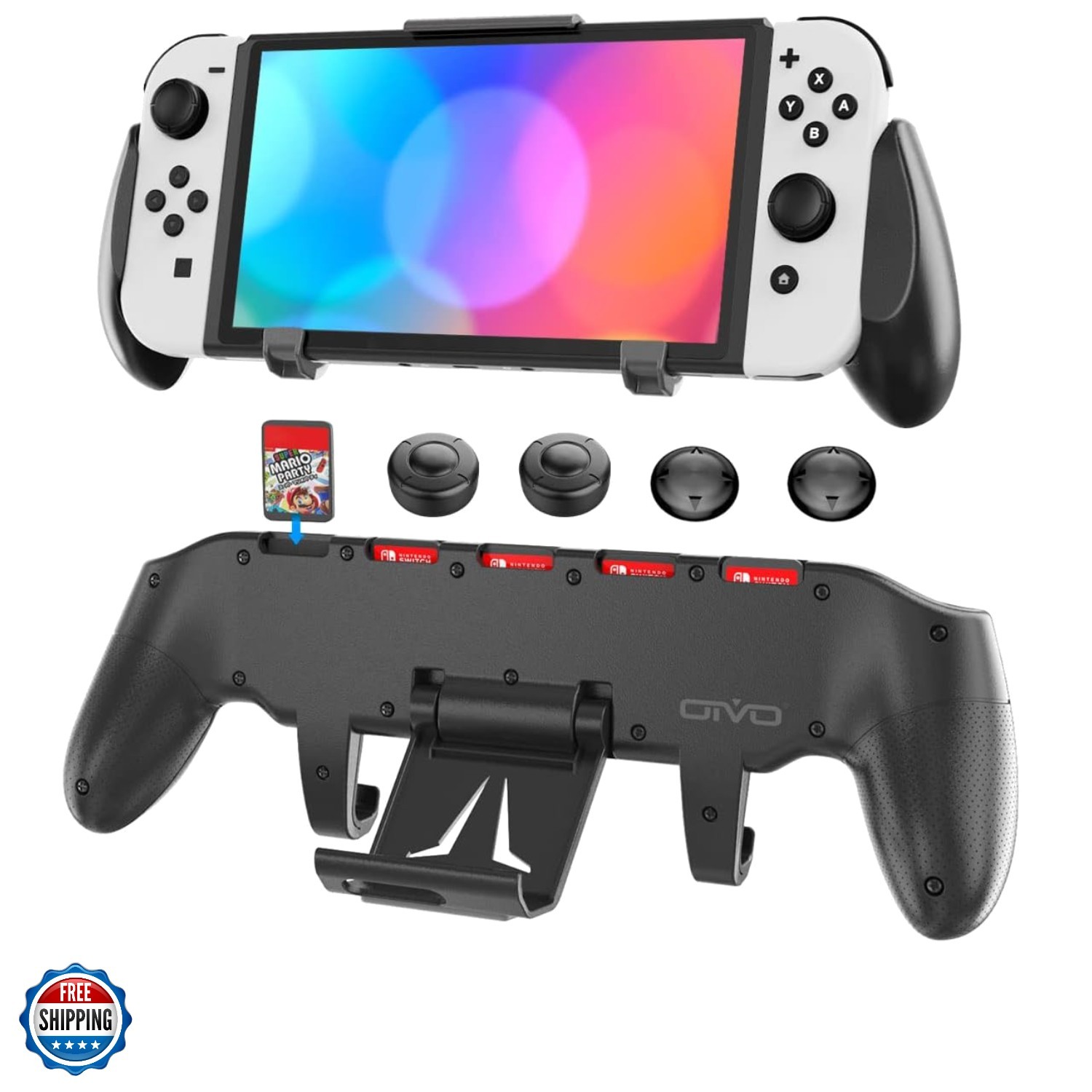 Switch Grip with Upgraded Adjustable Stand, Asymmetrical Grip with Adjustable...