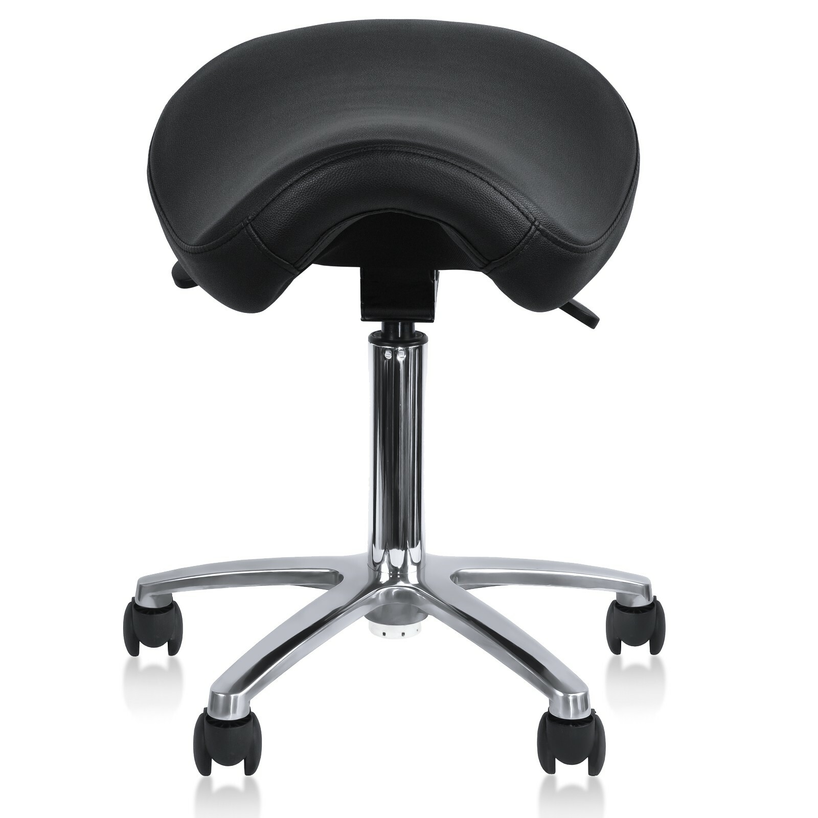 Adjustable Back Less Ergonomic Rolling Saddle Stool Chair with Tilting Seat