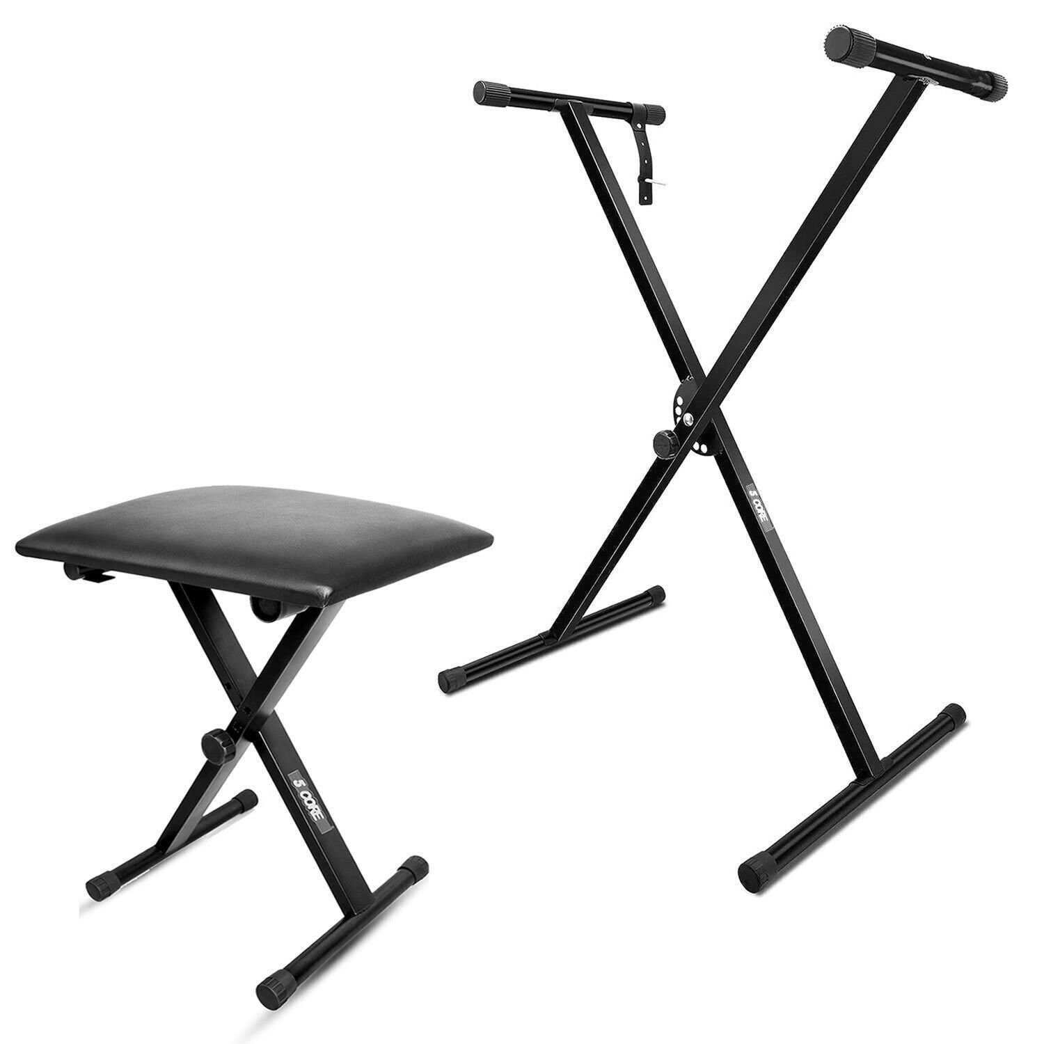 5 Core Keyboard Stand Piano Bench Set Adjustable Key Board Stands w Music Chair