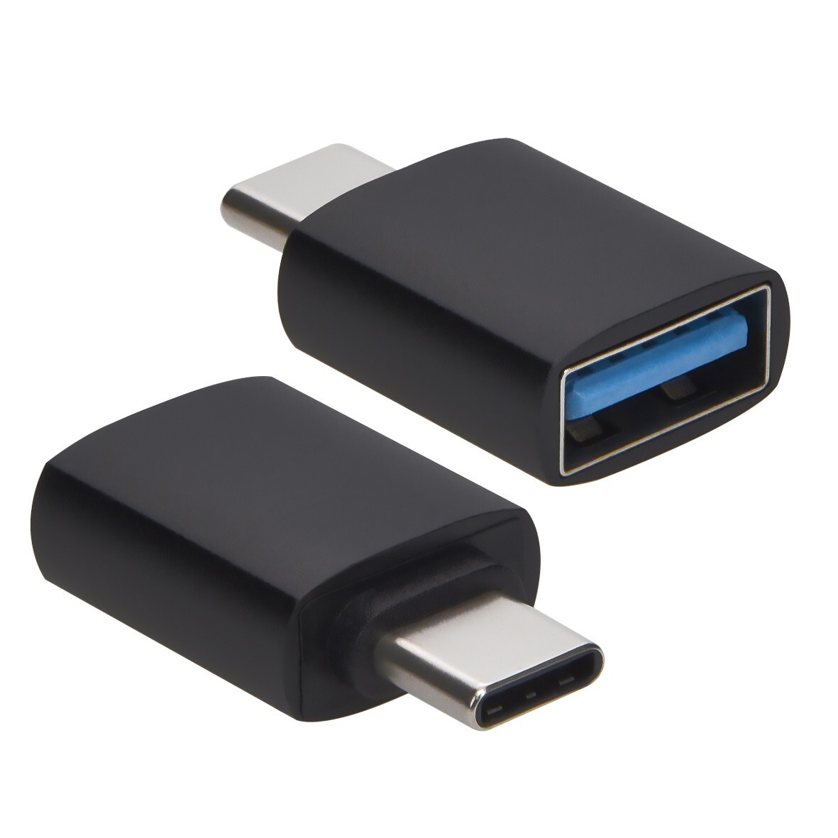 2 PACK USB Type C Male to USB 3.0 Type A Female Adapter (BLACK)