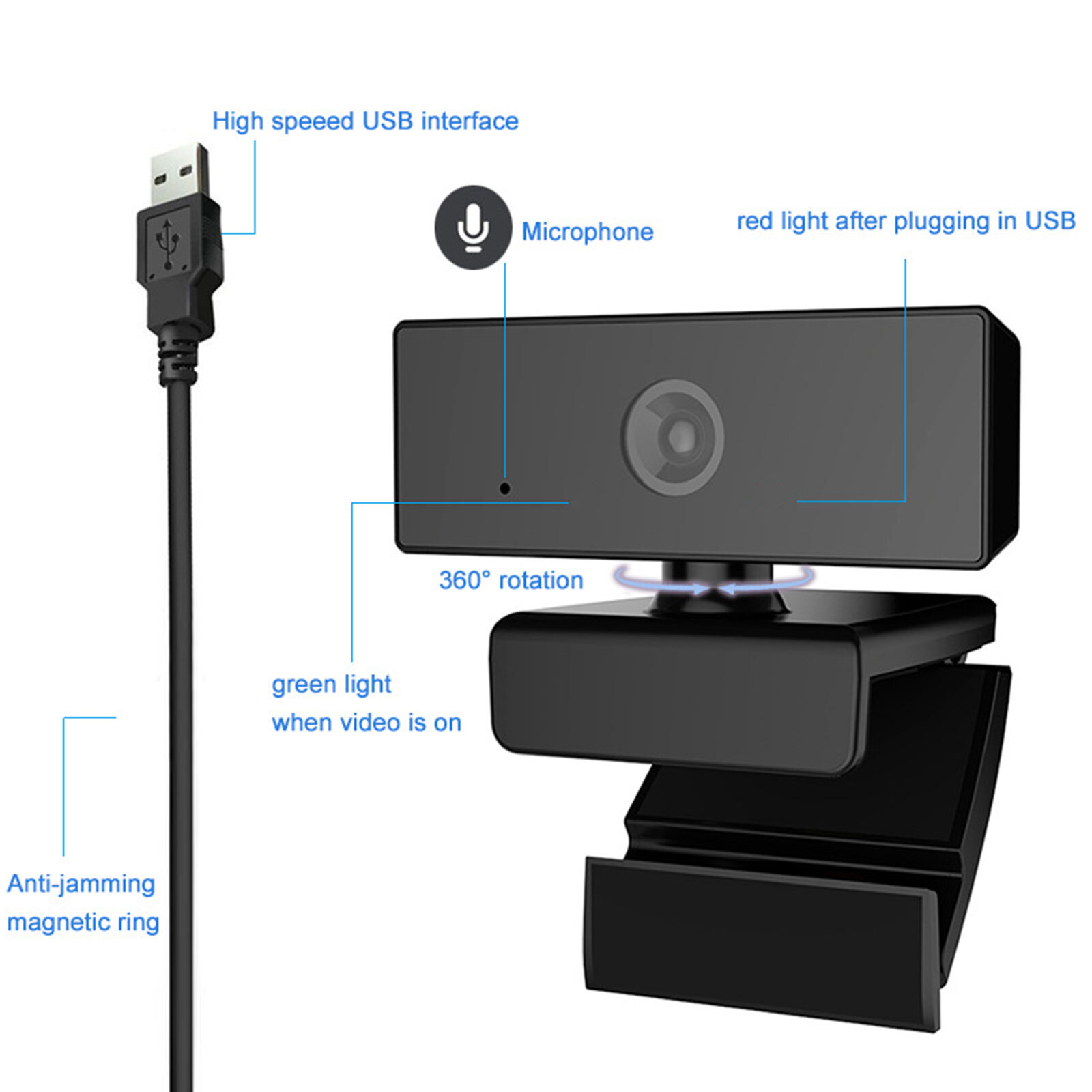 HD 1080P Webcam with Microphone Fast Autofocus Webcam USB Computer Camera