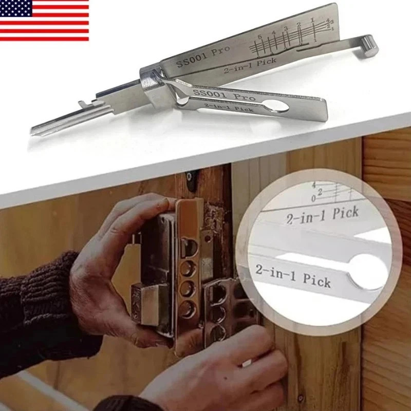 Hook And Pickup Tool Kit 2 In 1 Portable Lock Picking Set Ergonomic Handle**