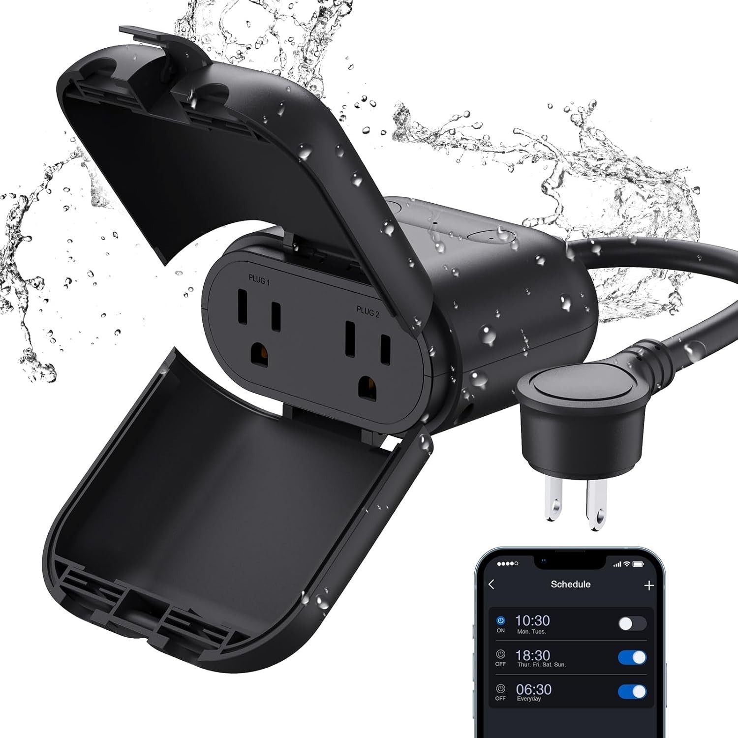 Waterproof Smart Outdoor Plug with 2 Socket Control for Maximum Convenience
