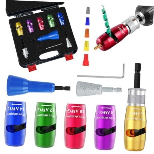 Wire Twister Tool for Drill for 6-8-10-12-14 Gauge Electric Wire Stripper, 9pcs