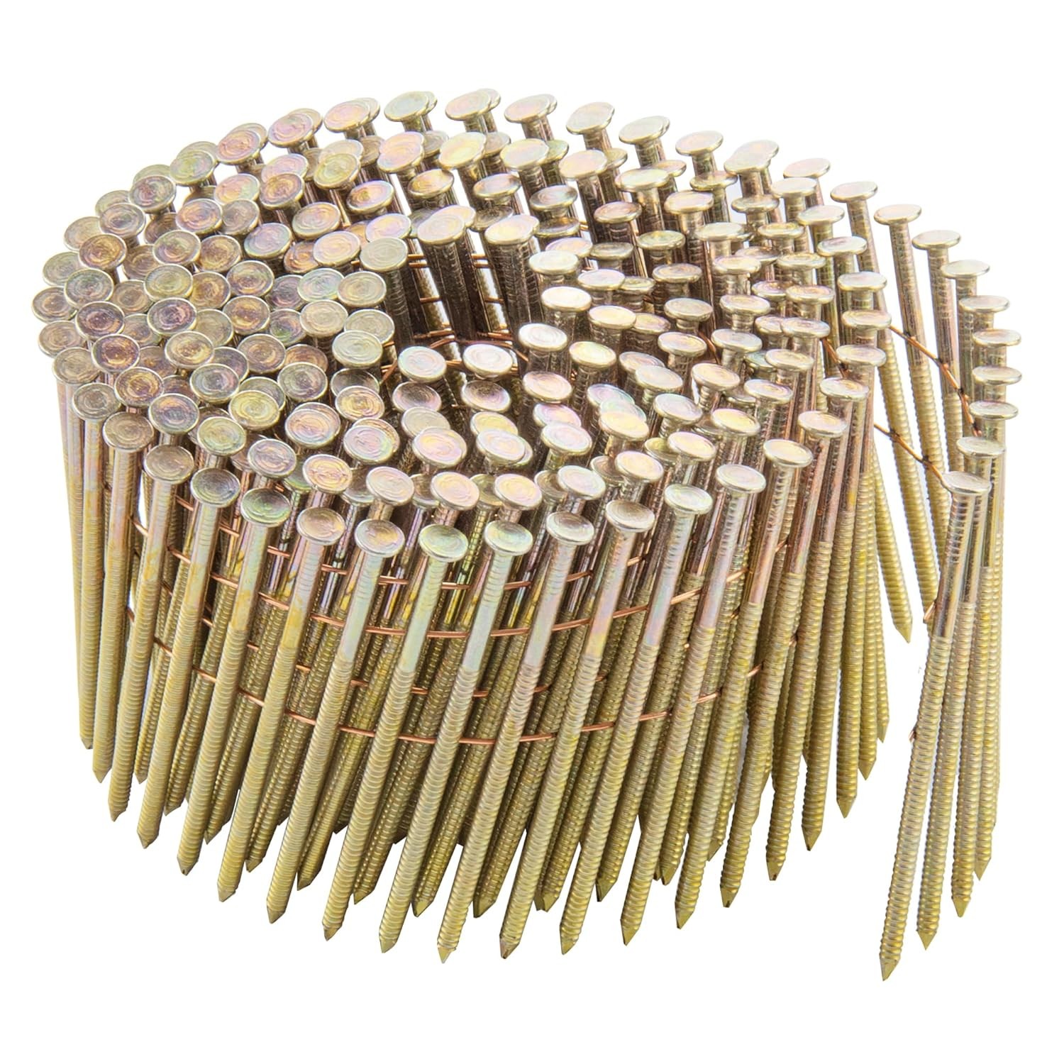 meite Coil Nails 3" × .120'' 15 Degree Round-Head Ring Shank Galvanized Collated