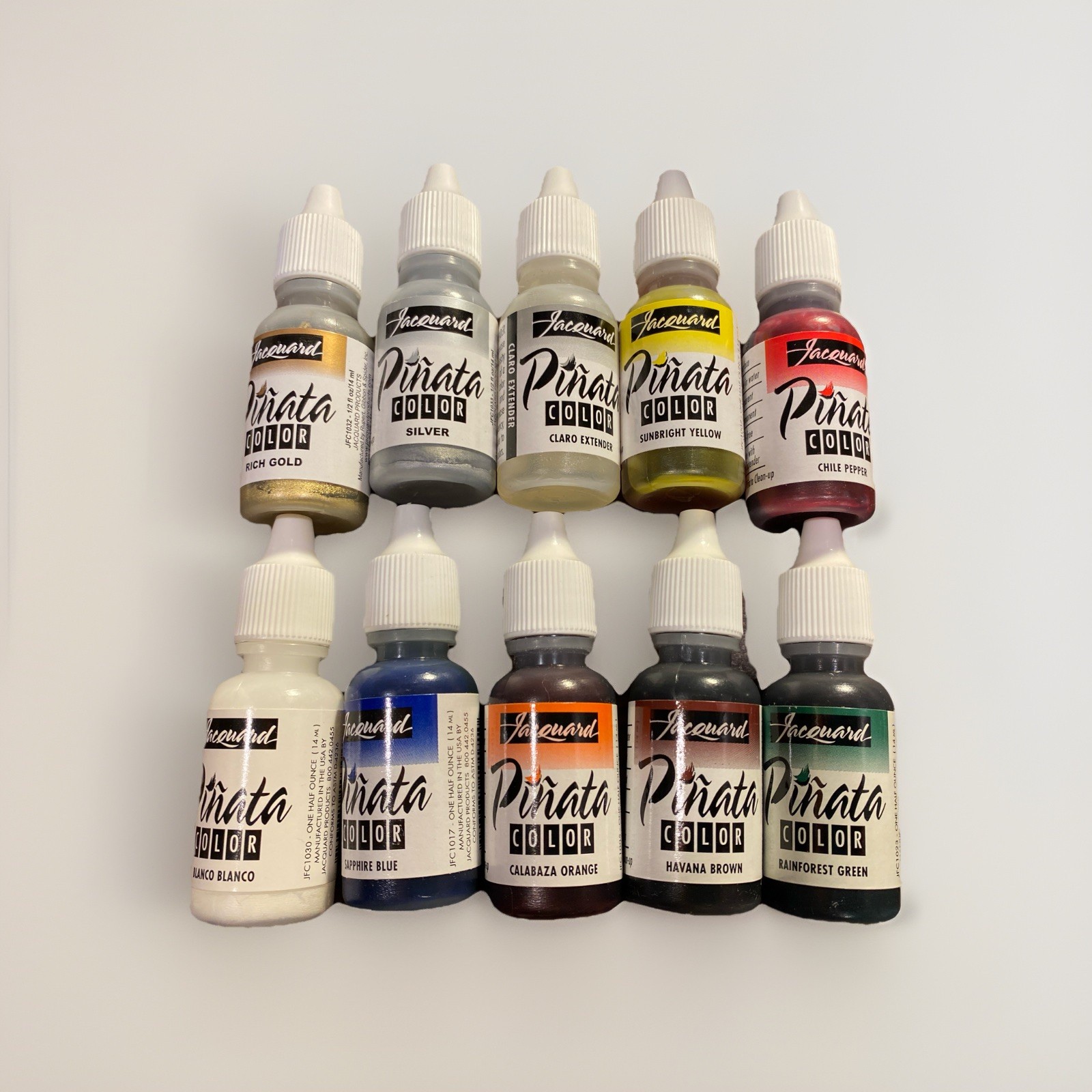 Lot Of Jacquard PIÑATA Alcohol Inks 0.5oz Set Of 10 Including Clear Extender